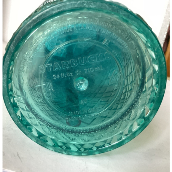 Starbucks Spring Teal Jeweled Green Blue Ombre Cup Tumbler 24 OZ W/Mermaid Logo - Picture 3 of 8